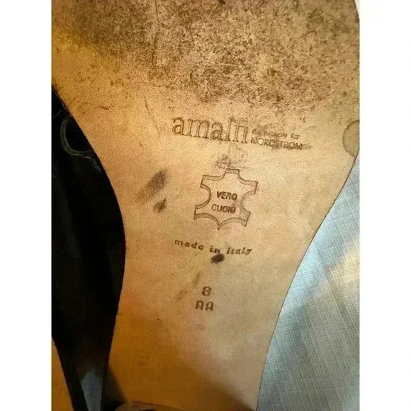 AMALFI for NORDSTROM Strappy Sandals Chunky Heels Sz 8 AA Black Leather ITALY - Picture 8 of 8